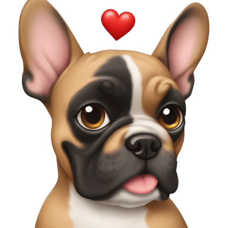 Black and tan frenchie dog holding heart  emoji