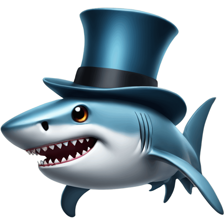 Shark with a top hat emoji