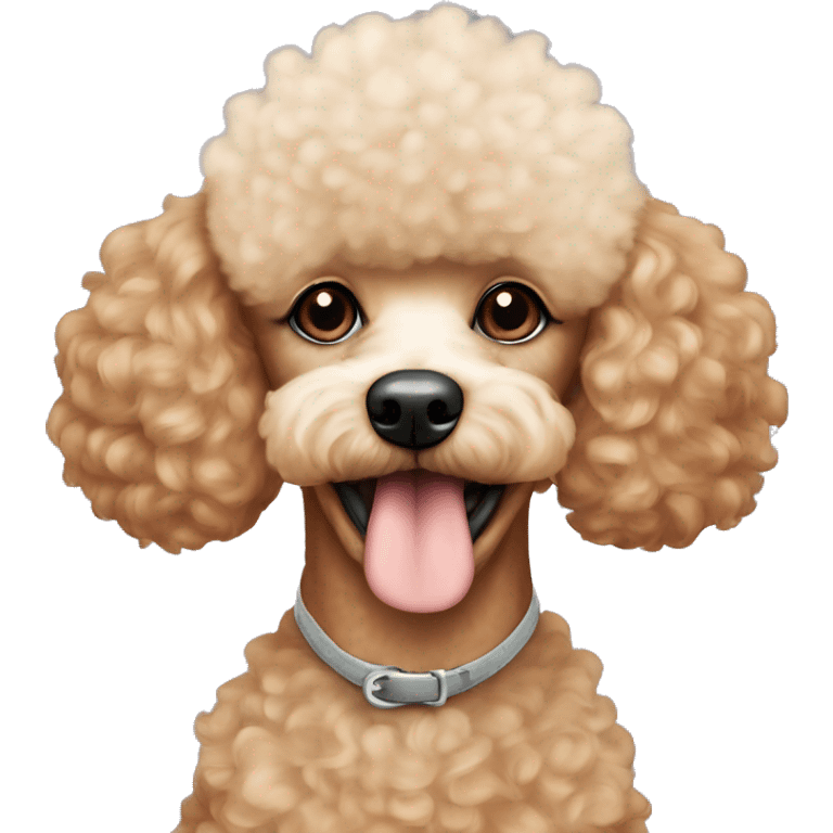 A apricot mini poodle with a white fur spot under his mouth  emoji