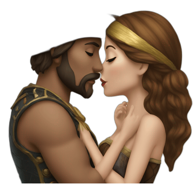 Brown haired mermaid and woman pirate kissing emoji