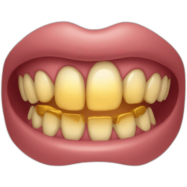 An emoji with golden teeth emoji