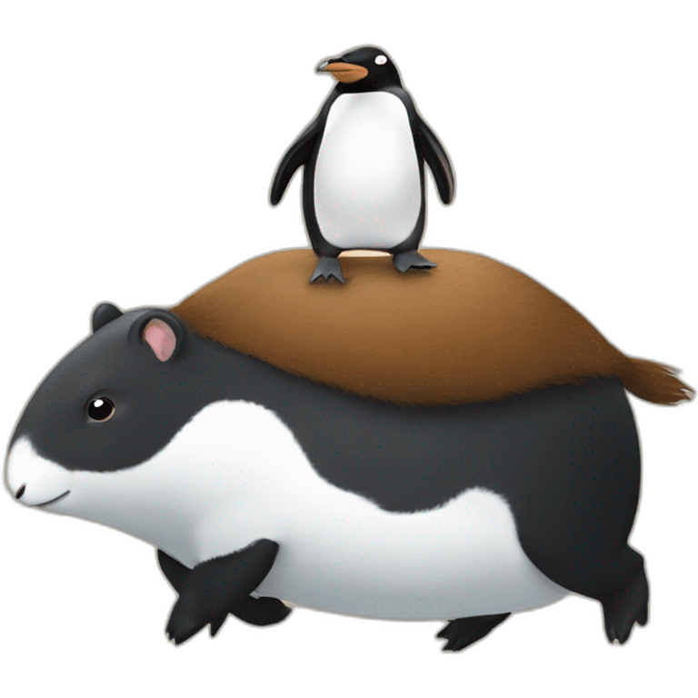 Penguin riding a capybara emoji