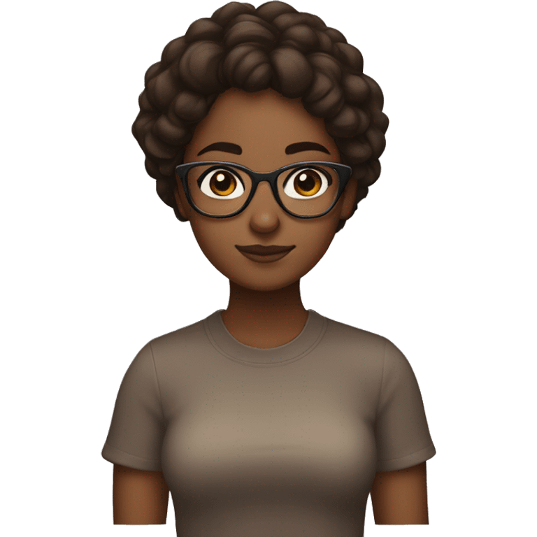 brown skin girl browneyes with glasses emoji