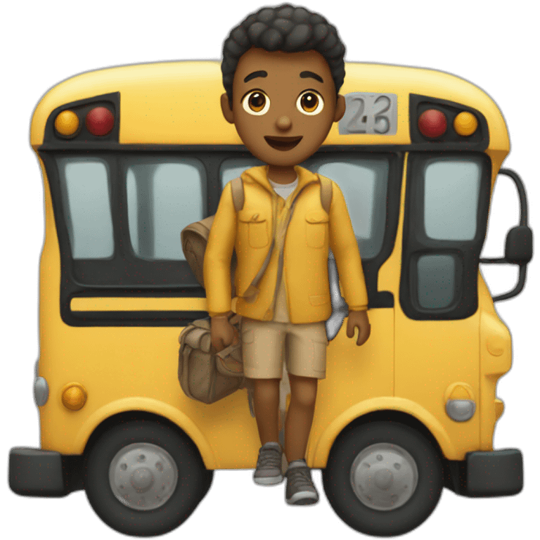 School bus human emoji