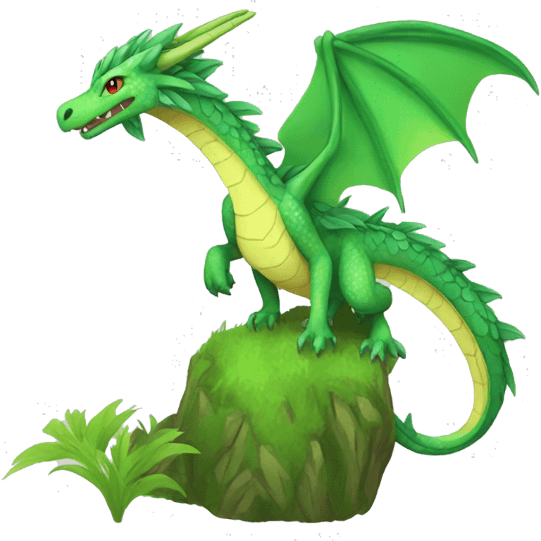 Colorful Legendary Green Jungle Grass Tree Dragon Fakemon emoji