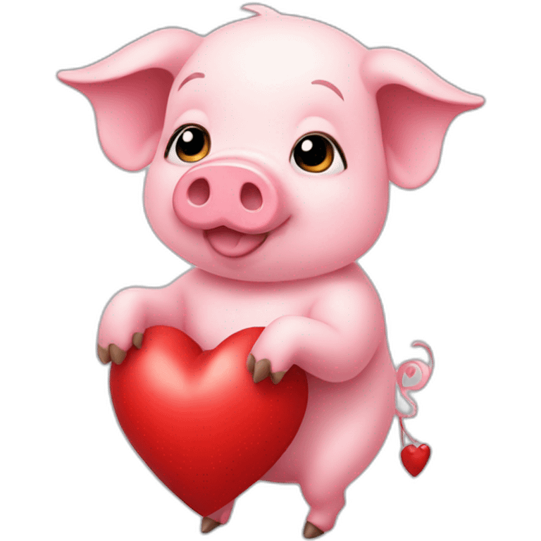 cupid pig holding a heart emoji