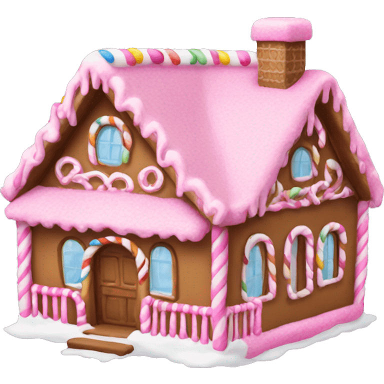 A pink gingerbread house emoji