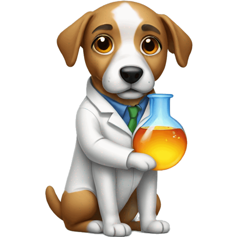 Dog doing chemistry emoji