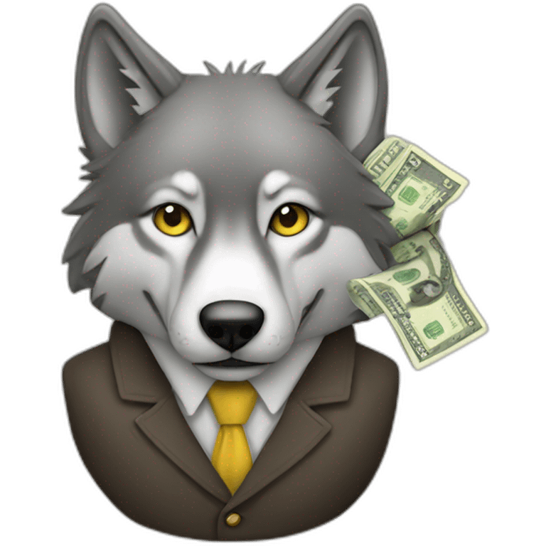 Wolf with money emoji