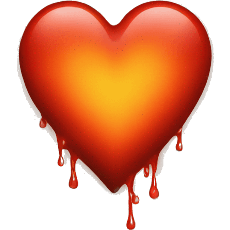 bleeding red heart shape glowing red-orange emoji