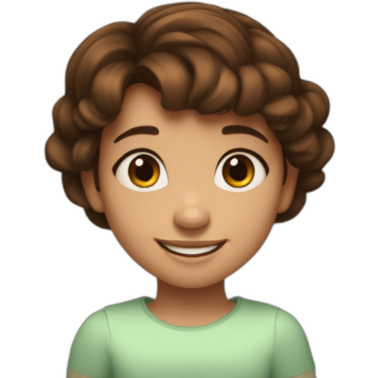 cute little smiling girl, shor brown hair, brown eyes, dsisney style, pixar style emoji