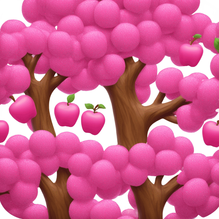 Hot pink apple tree with glitter  emoji