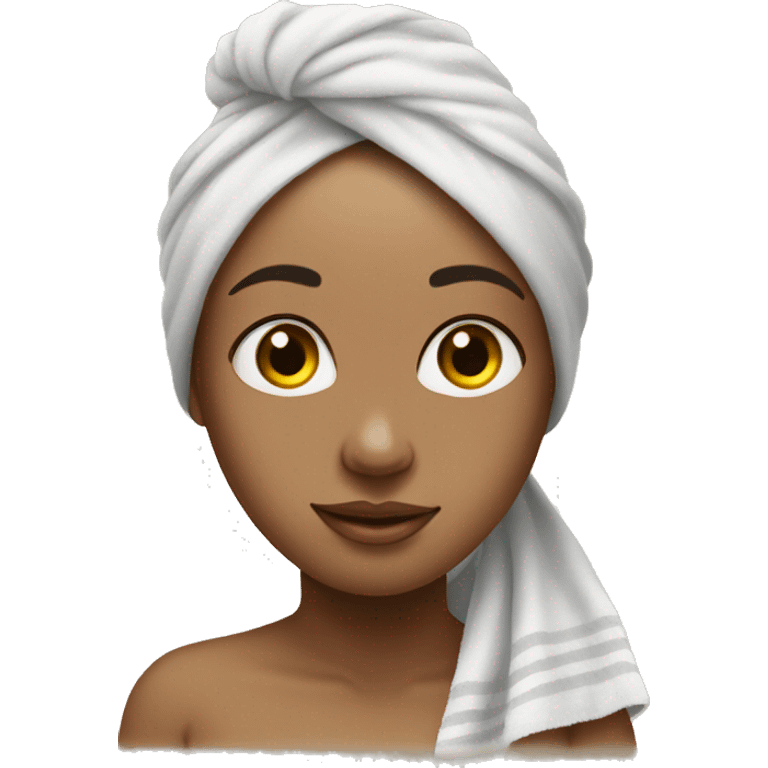 realistic girl with towel on her head after showering emoji