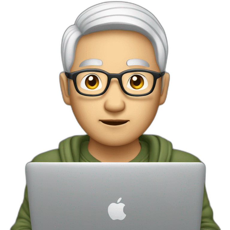 Aged 49 Asian Guy coding on the macbook emoji