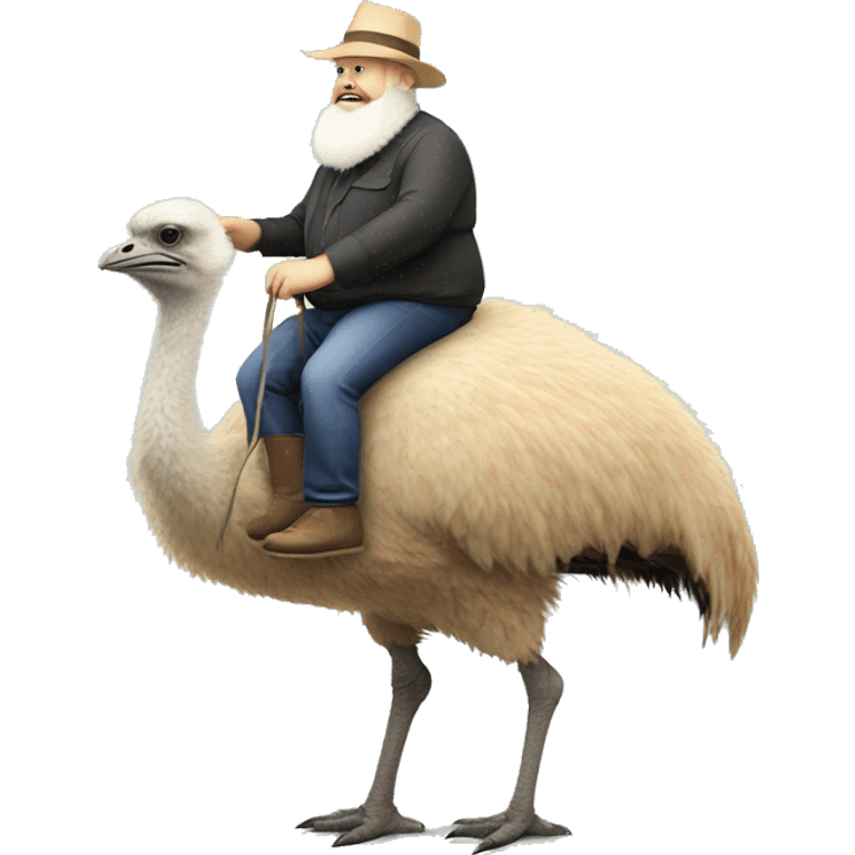 Fat white bearded man riding an ostrich emoji