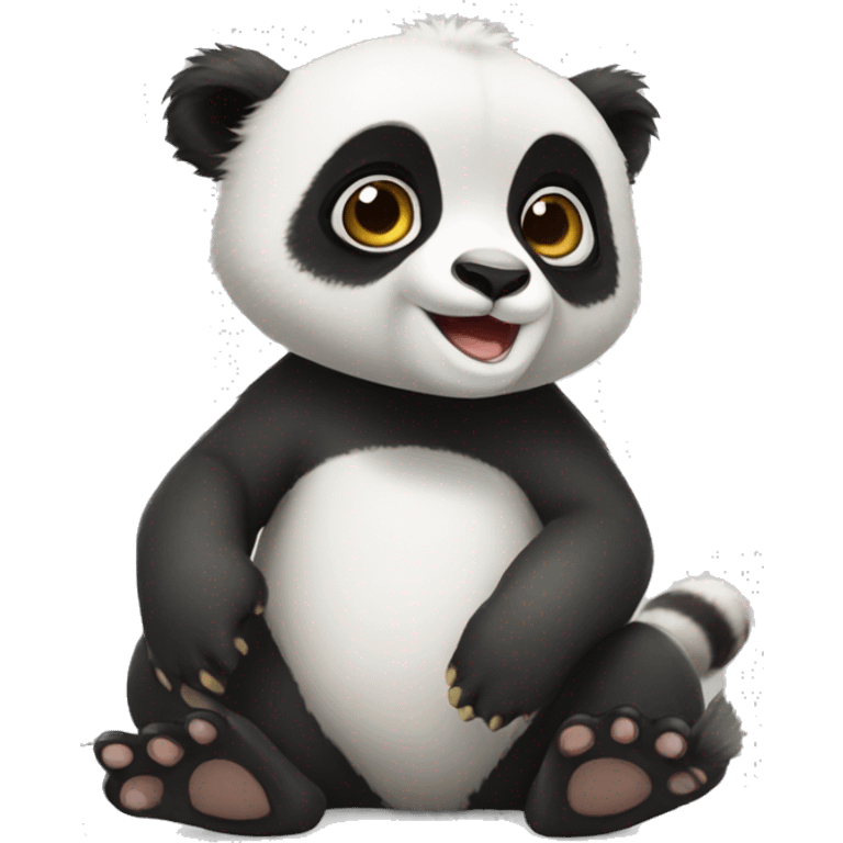 Cute panda-lemur-hybrid full body emoji