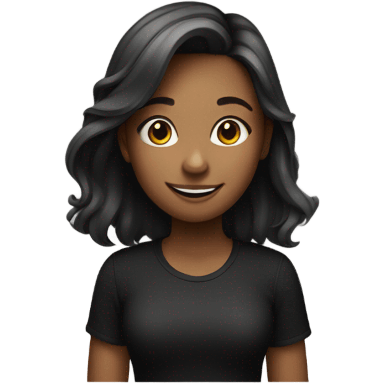 smiling girl in black shirt emoji