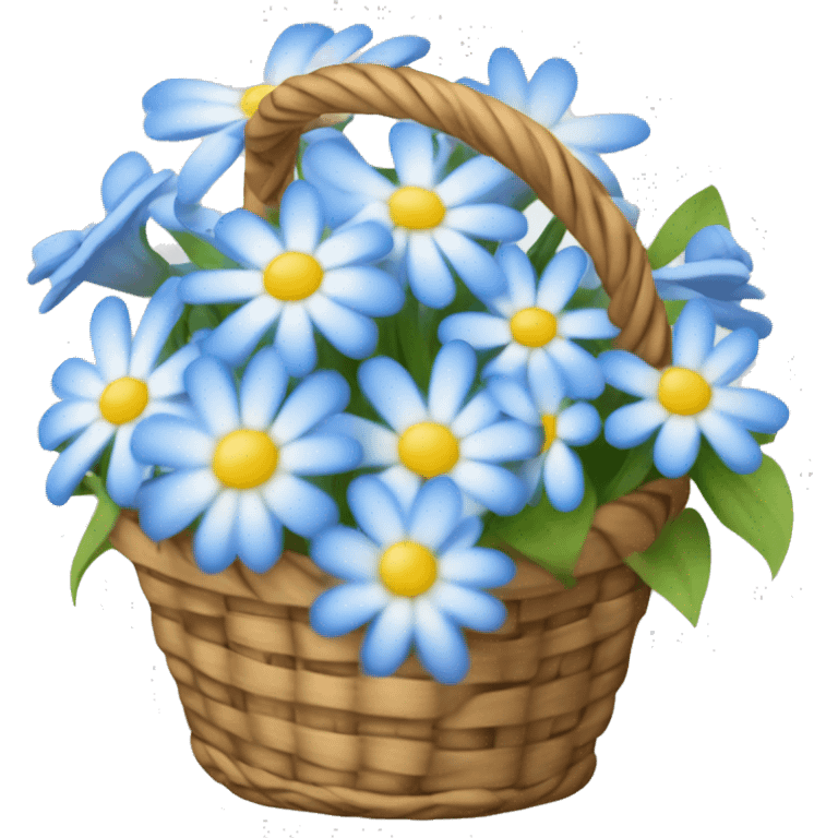 Basket of forget me nots and white daisy’s  emoji