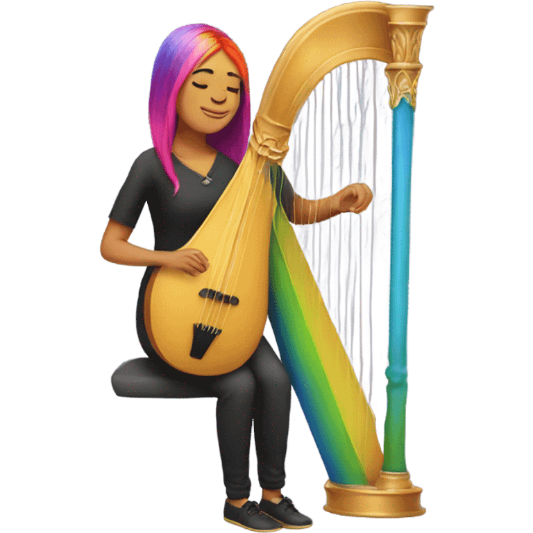 Harpist with rainbow hair emoji