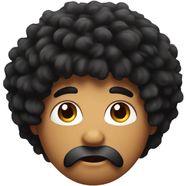 Apple with black fluffy hair emoji