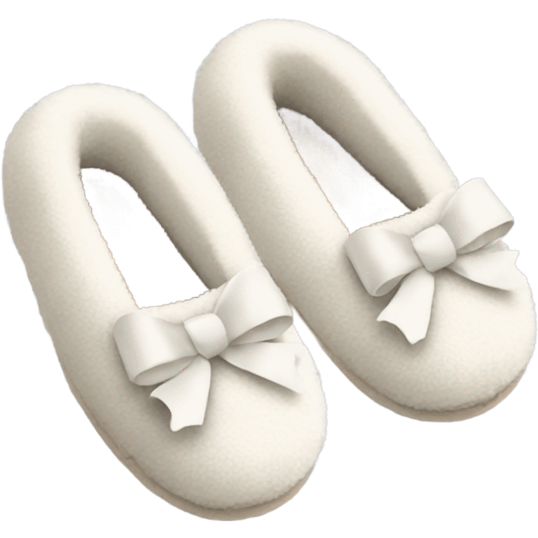 cozy slippers with white bows emoji