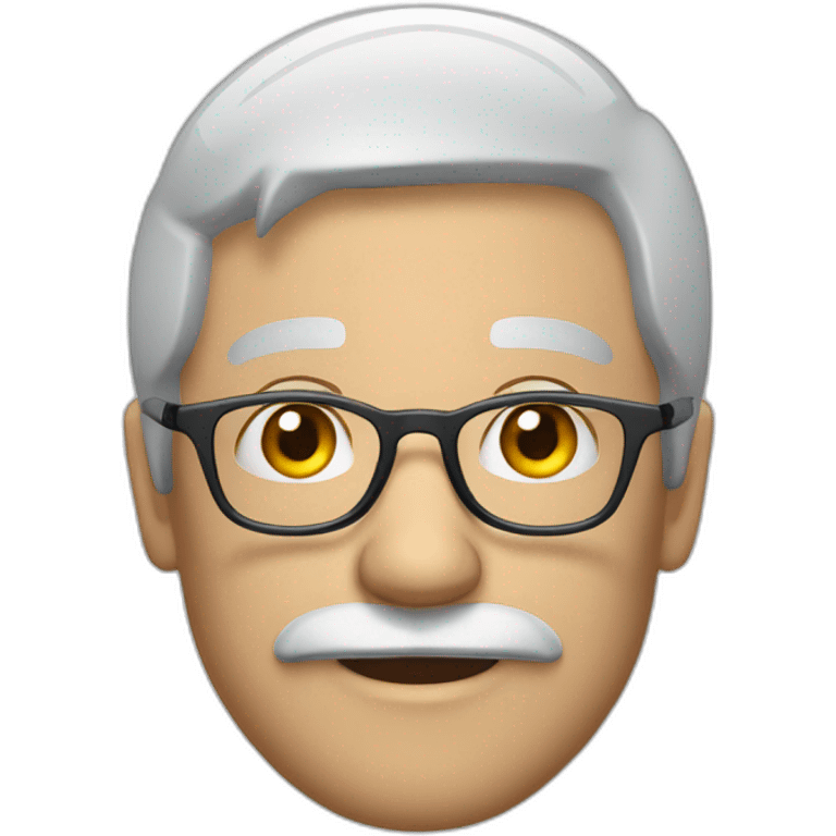 Man with mustache, white t-shirt, blue cap, grey hair, black framed glasses emoji