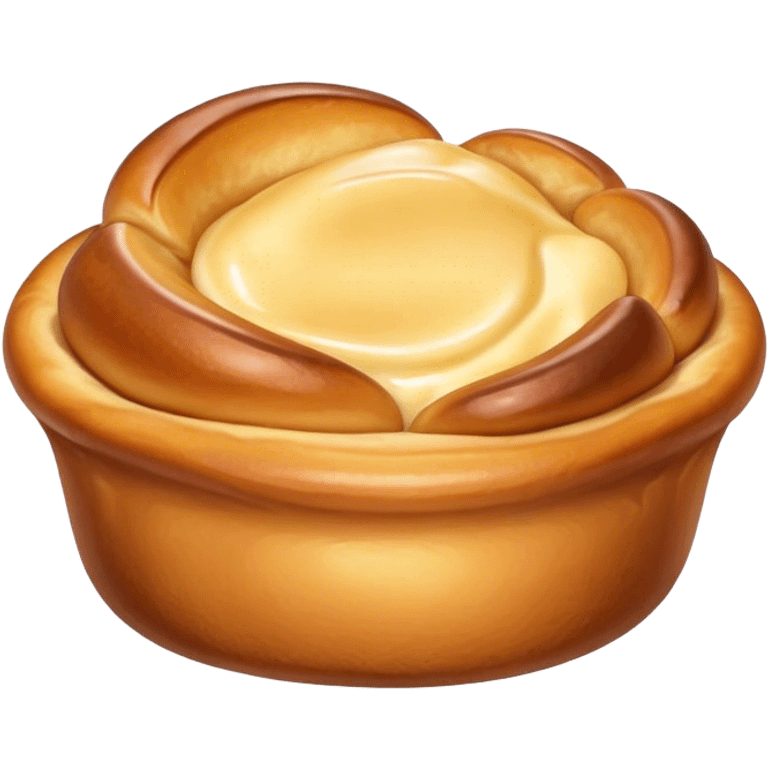 Cinematic Realistic Yorkshire Pudding Dish Emoji, showcasing a light, airy, golden puff with a crispy exterior rendered with lifelike detail and soft natural lighting that accentuates its classic appeal. emoji