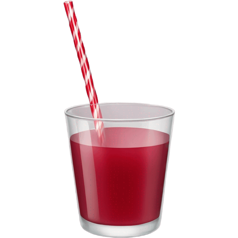 Cranberry juice in a glass cup with a red and white striped straw emoji