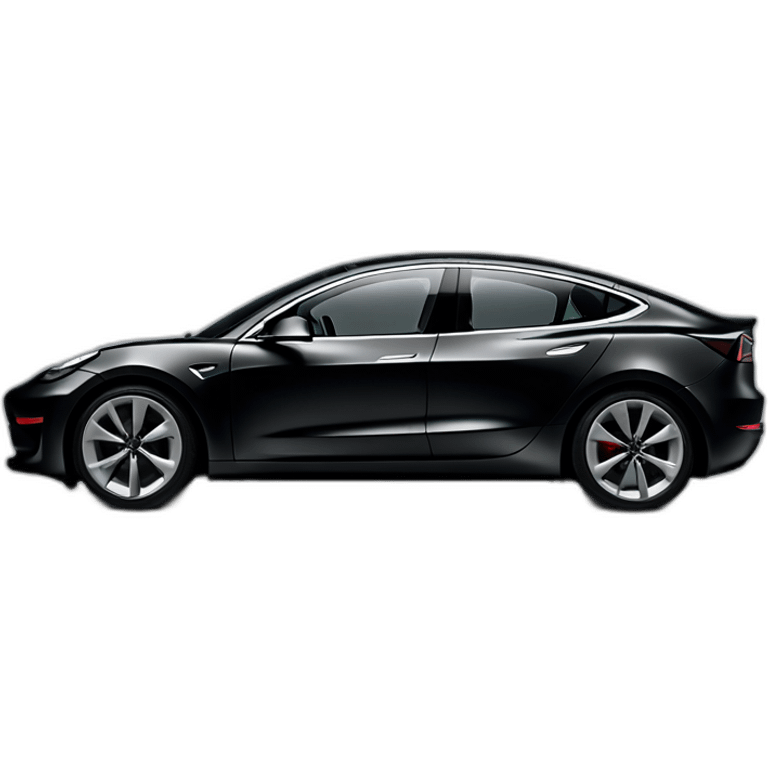 Hyper realistic, open top, black, Tesla Model 3, black seats, Performance, left side view emoji