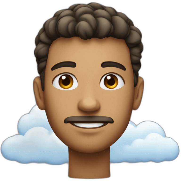 A young Man with stubble and a cloud in front of his face emoji