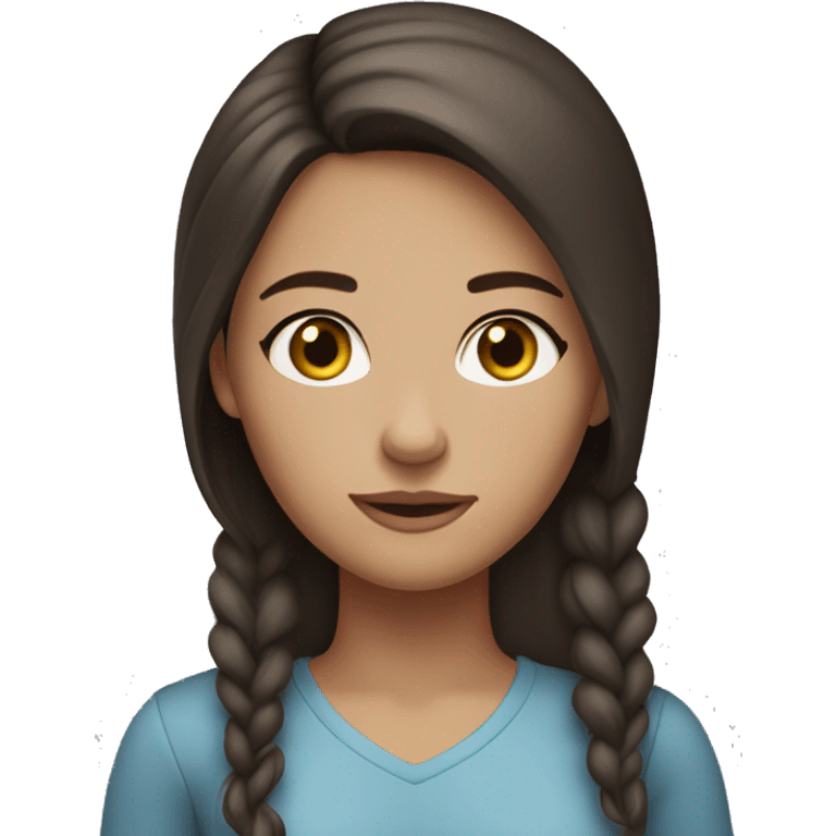 brunette girl with blue-gray eyes, semi-tan skin, and very faint freckles emoji