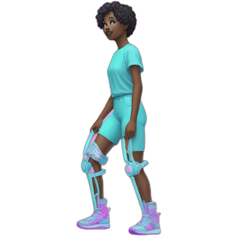 Vaporwave person with prosthetic leg  emoji