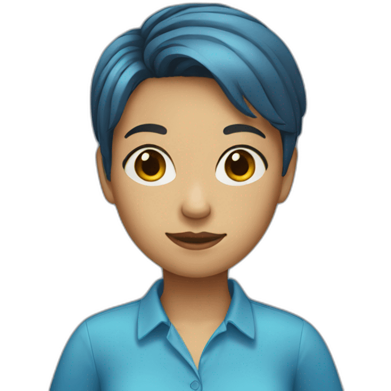 A girl with short hair in a blue shirt emoji