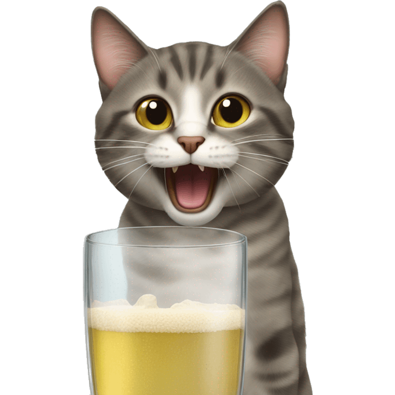 Silly cat knocing off a glass emoji