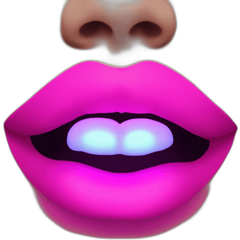 neon light lips emoji