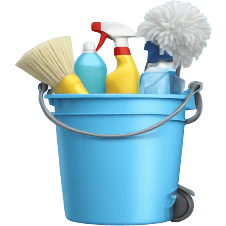 Cleaning supplies in a bucket light blue  emoji