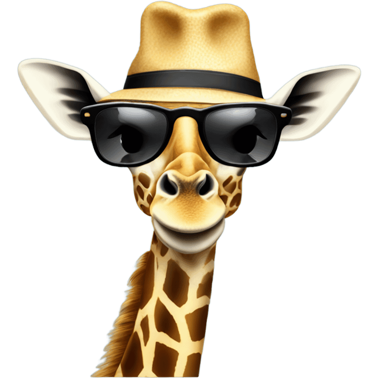 Giraffes with sunglasses and brim hat emoji