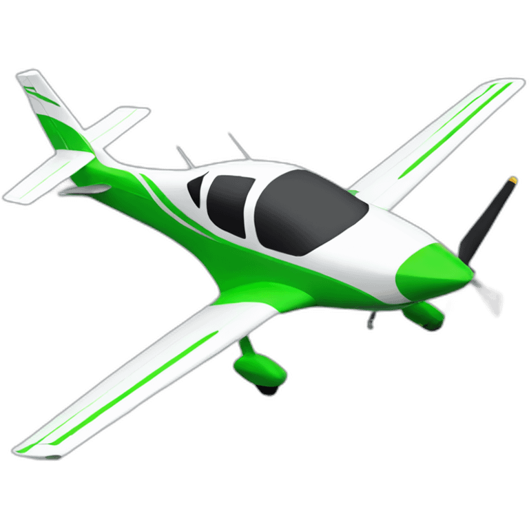 green and white cirrus aircraft with no wheels emoji