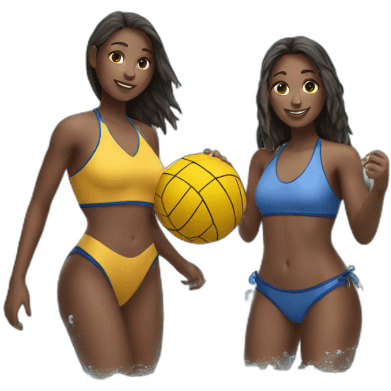 2 girls full body playing waterpolo in the beach emoji