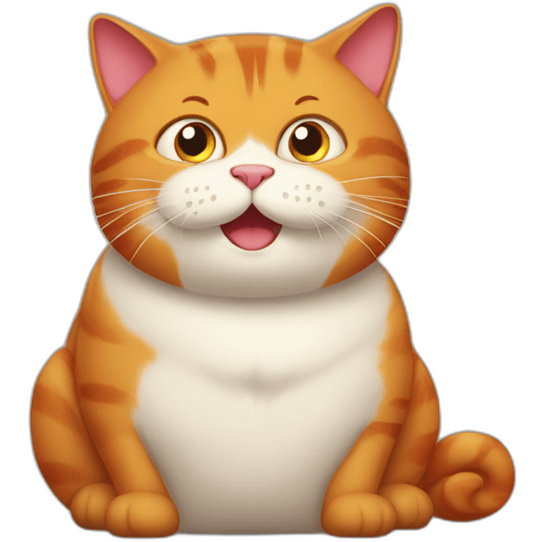 Red fat cat with a long tongue sticking out emoji