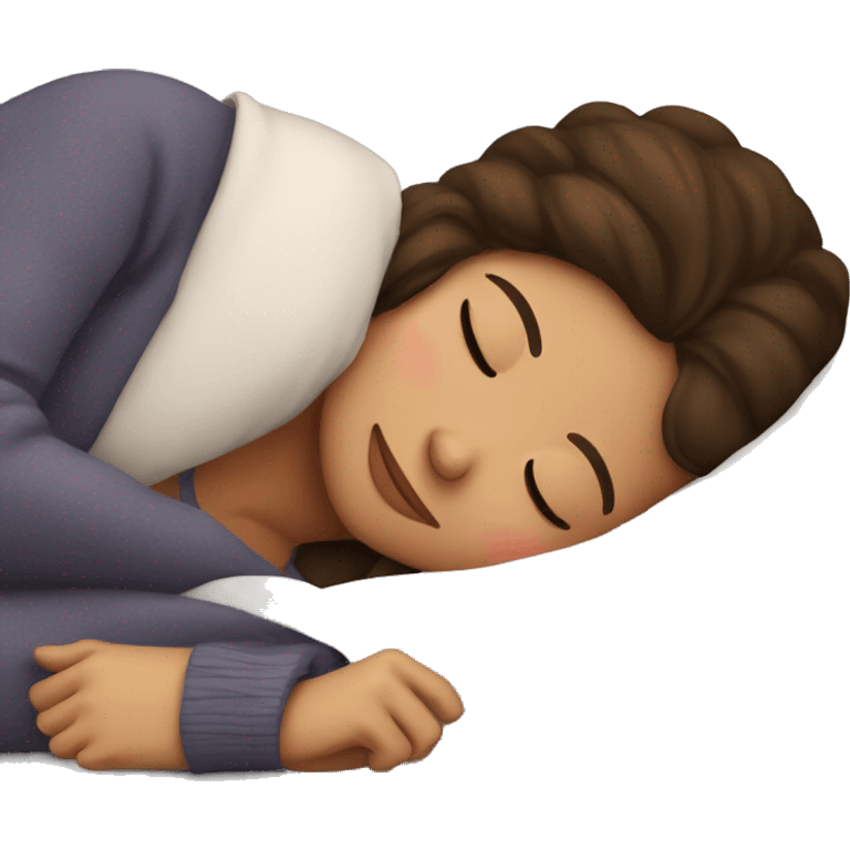 brunette girl sleeping cozy emoji