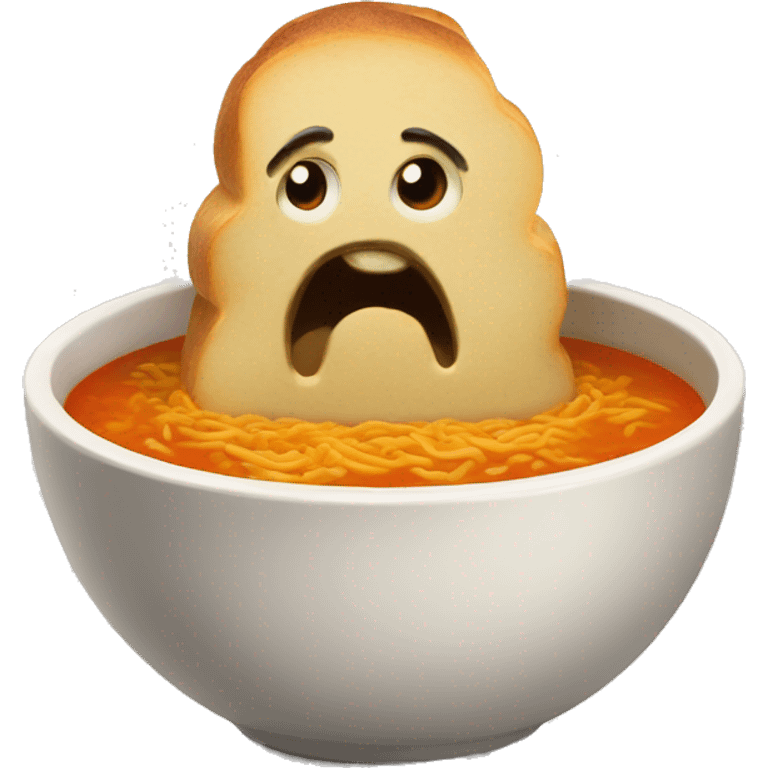 A boul of soup with Bread  emoji