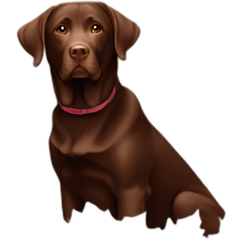 Chocolate labrador in autumn landscape emoji