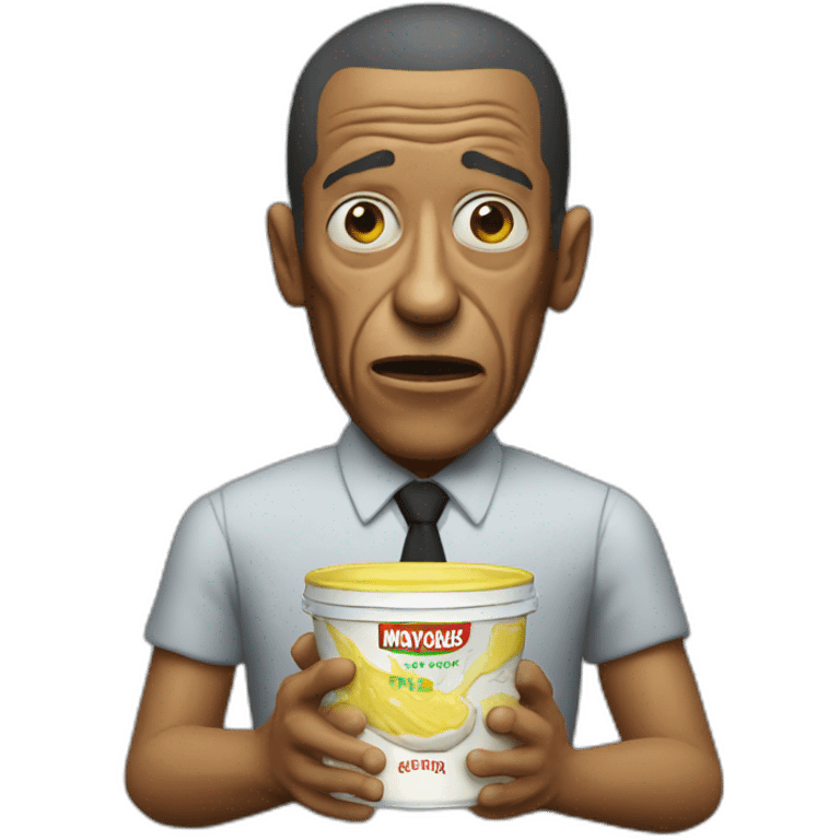 Angry Gus fring holding mayonnaise titled "Mayonnaise" emoji