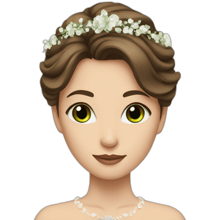 Green eyes brown hair girl bride emoji