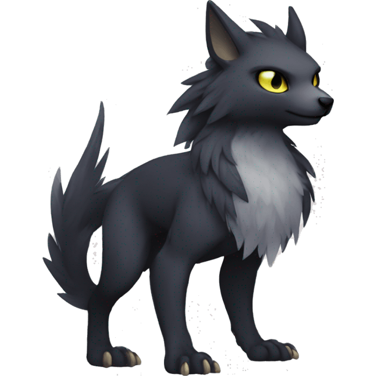 Cute cool edgy fantasy dark-themed animal hybrid Fakemon full body emoji