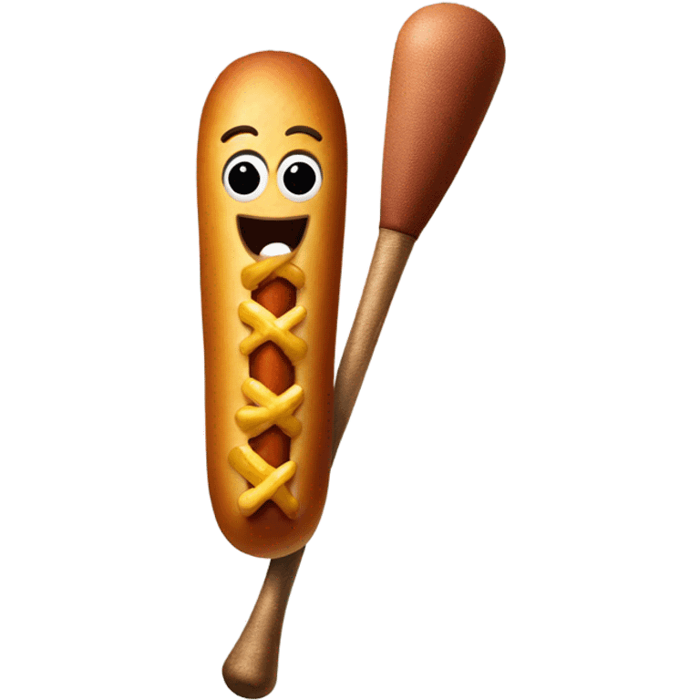 Corndog with baseball bat emoji