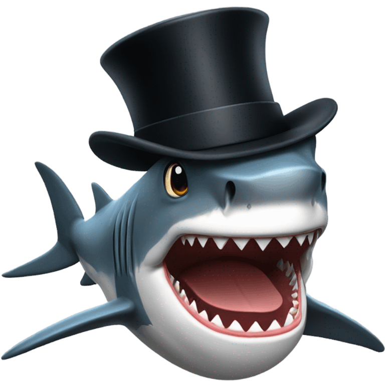 Shark with a top hat emoji