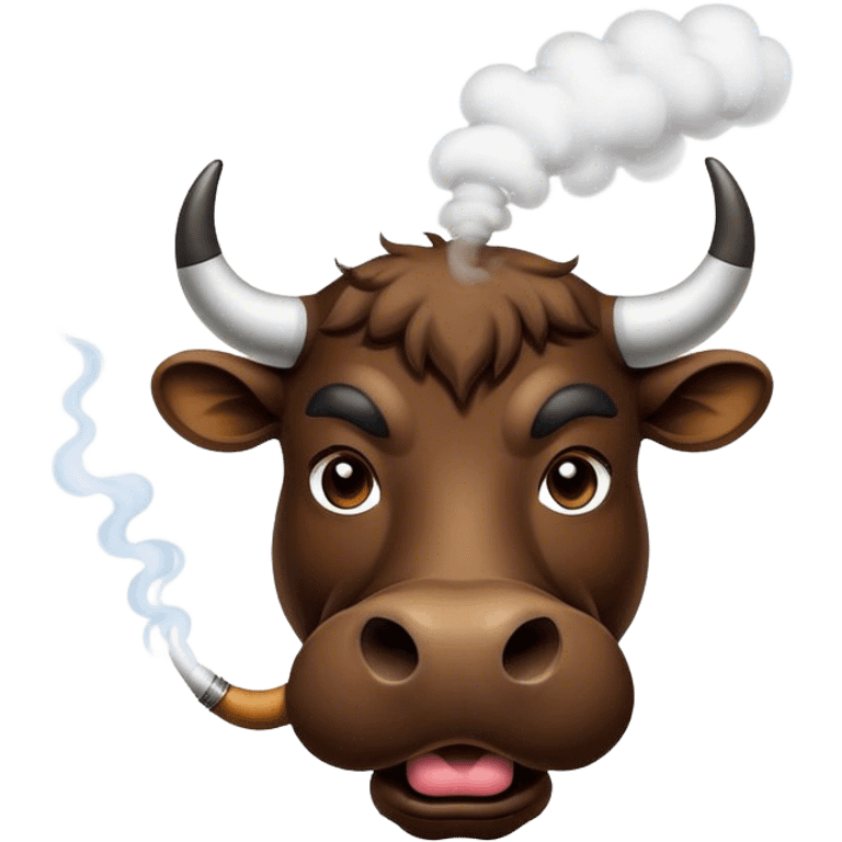 Bull face blowing smoke thru nose emoji