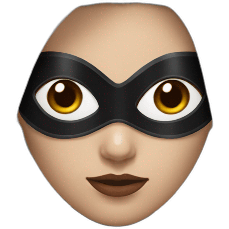 A woman with white hair and cat ears and a black mask around her eyes has white skin and a black spiderman mask on her face. emoji